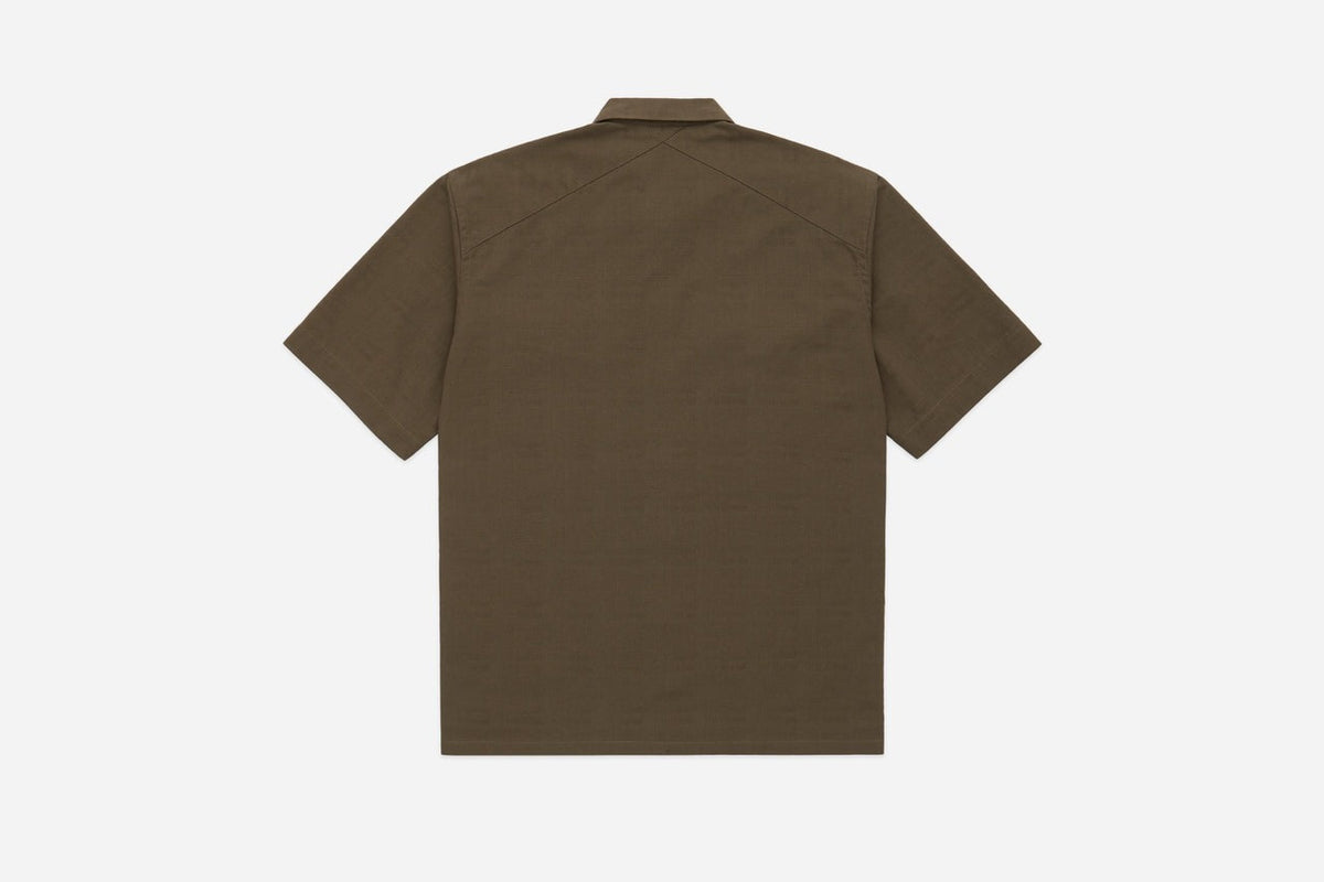 3sixteen】Safari Shirt Drab Barkcloth – Blue Beach Denim