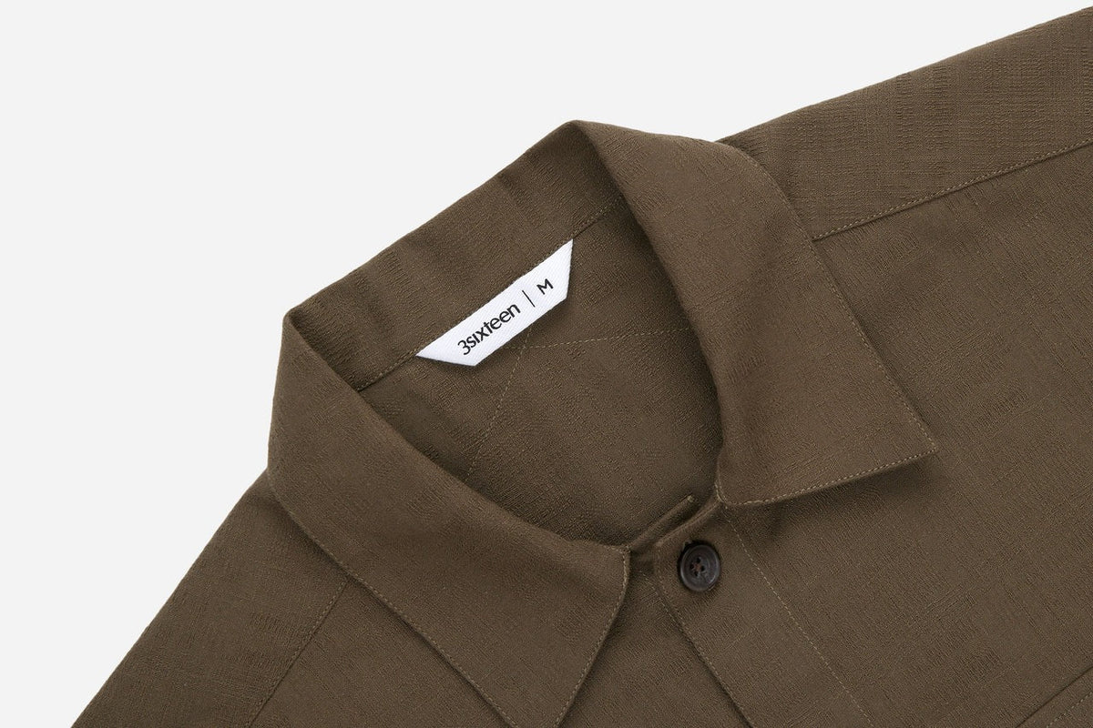 3sixteen】Safari Shirt Drab Barkcloth – Blue Beach Denim