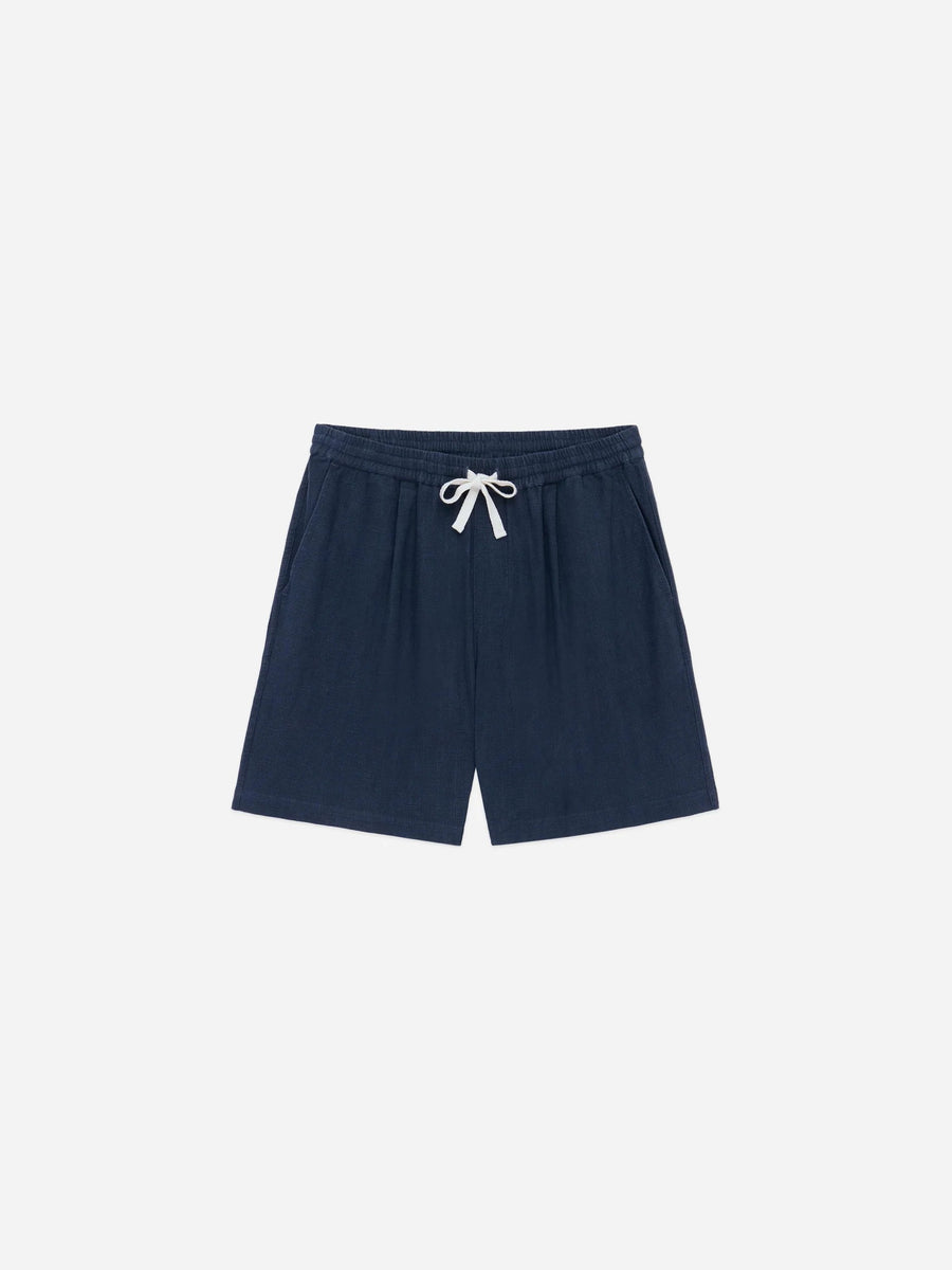 3sixteen】Drawstring Short Navy Linen – Blue Beach Denim