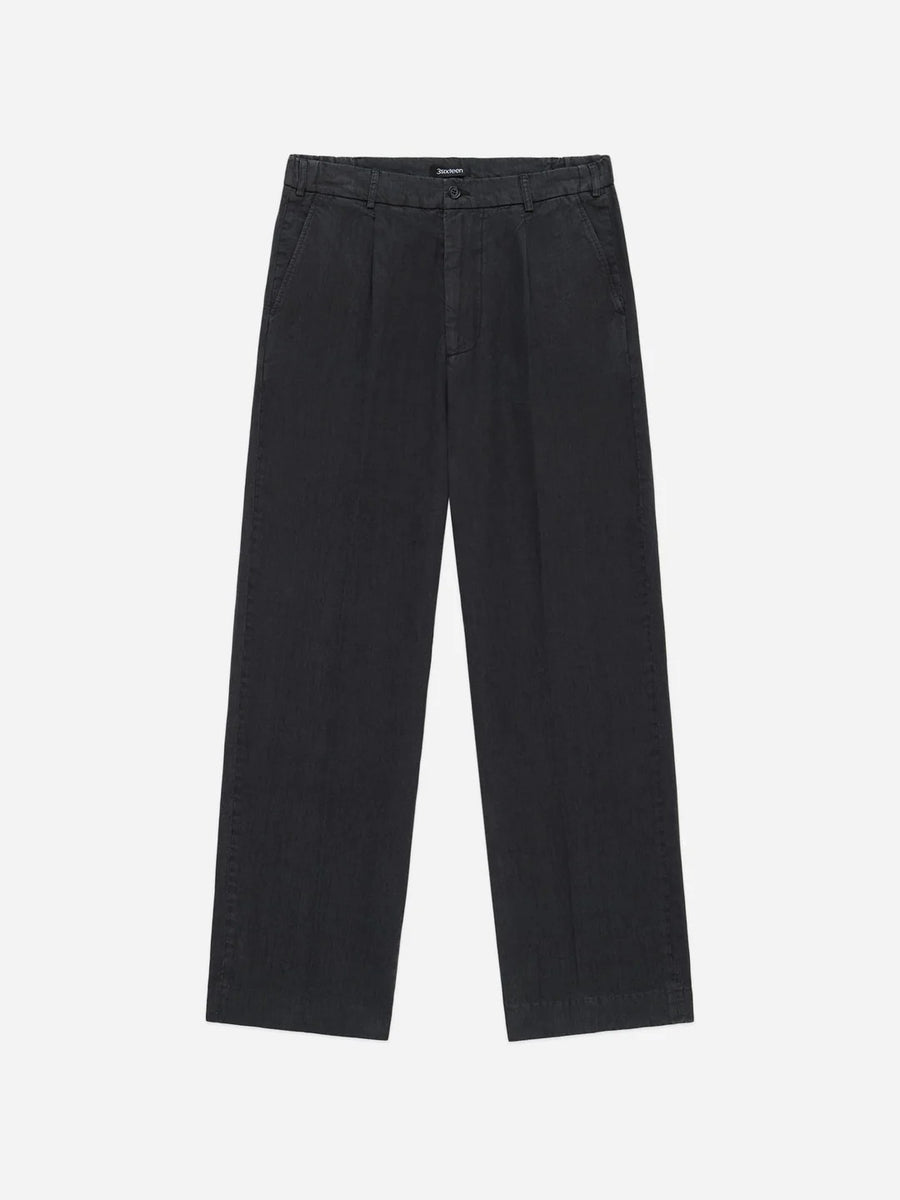 3sixteen】Pleated Trouser Black Linen – Blue Beach Denim