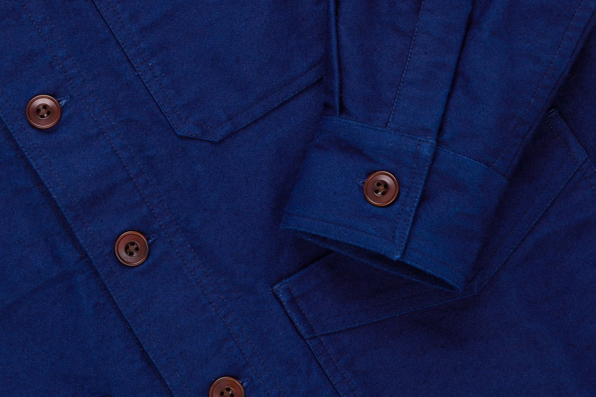 3sixteen】French Work Jacket Washed Indigo Moleskin – Blue