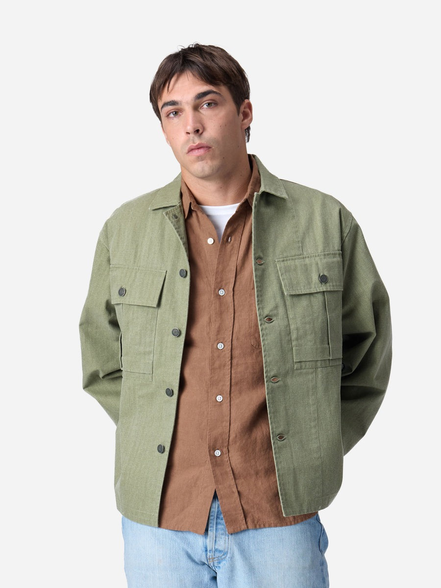 3sixteen】M43 Overshirt Olive HBT – Blue Beach Denim