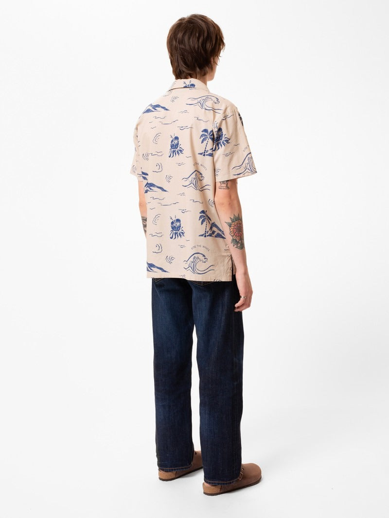 Nudie Jeans】Arvid Waves Hawaii Shirt Ecru – Blue Beach Denim