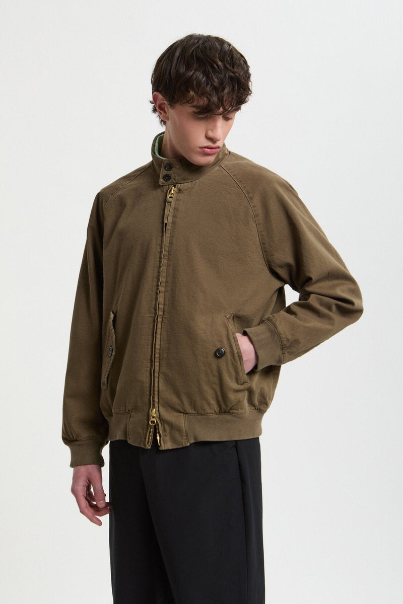 Baracuta】G9 Canvas Garment Dyed Tarmac Green – Blue Beach Denim
