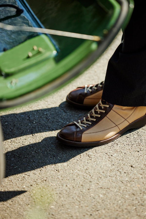 Brother Bridge】Henry Beige Canvas Vachetta Brown Boxing Boots