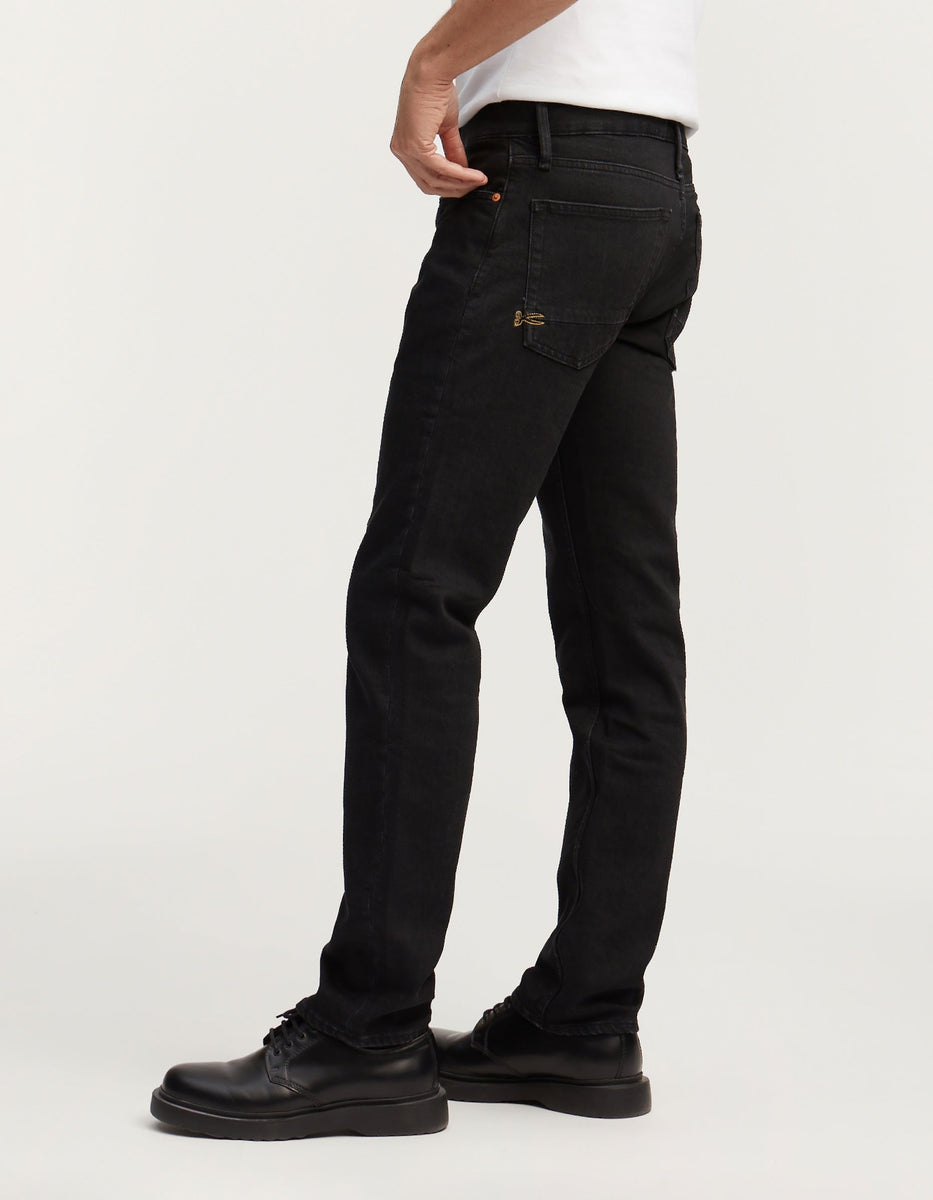DENHAM RIDGE ABS dark black light stonewashed slim straight jeans