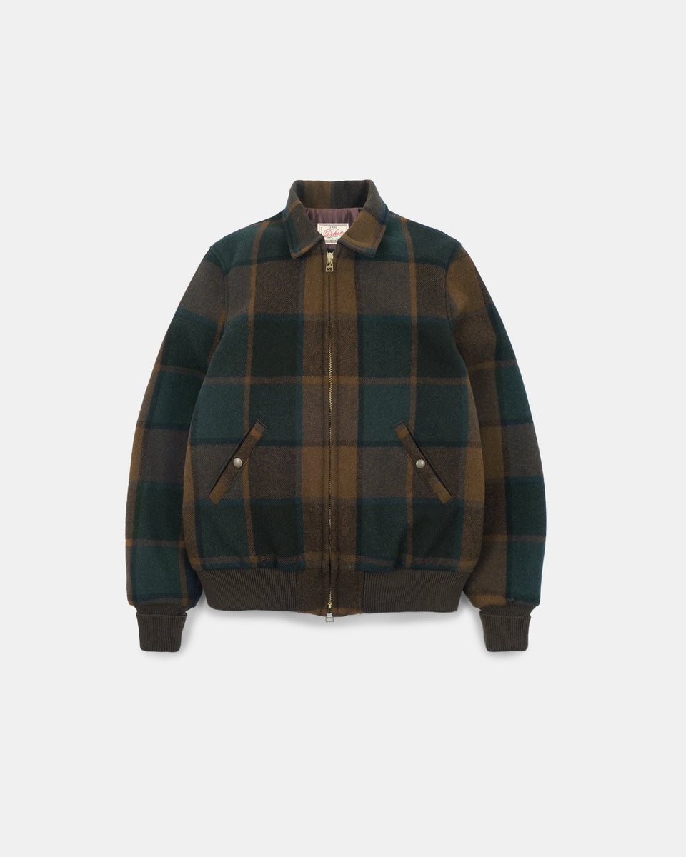 Dehen 1920】Weekender Jacket Melton Wool Oregon Plaid – Blue Beach