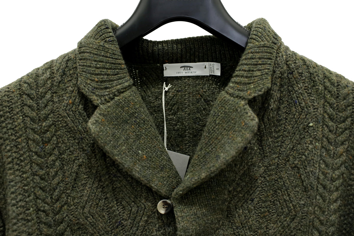 【Inis Meáin】Patented Aran Jacket Moss 淺苔綠喀什米爾毛專利阿蘭夾克 – Blue Beach Denim