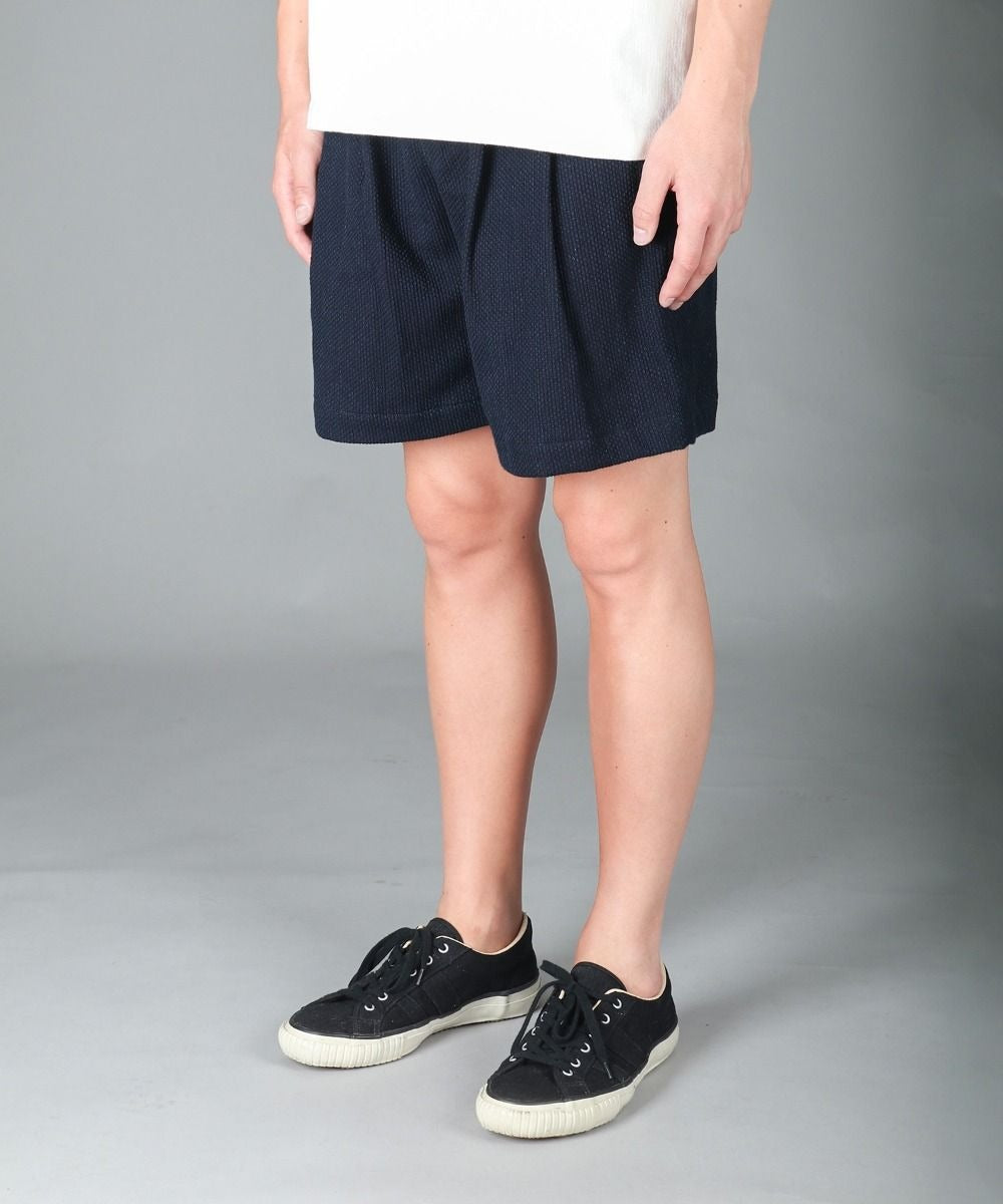 Japan Blue Jeans】Indigo Sashiko Jaquard Tuck Shorts 11oz – Blue