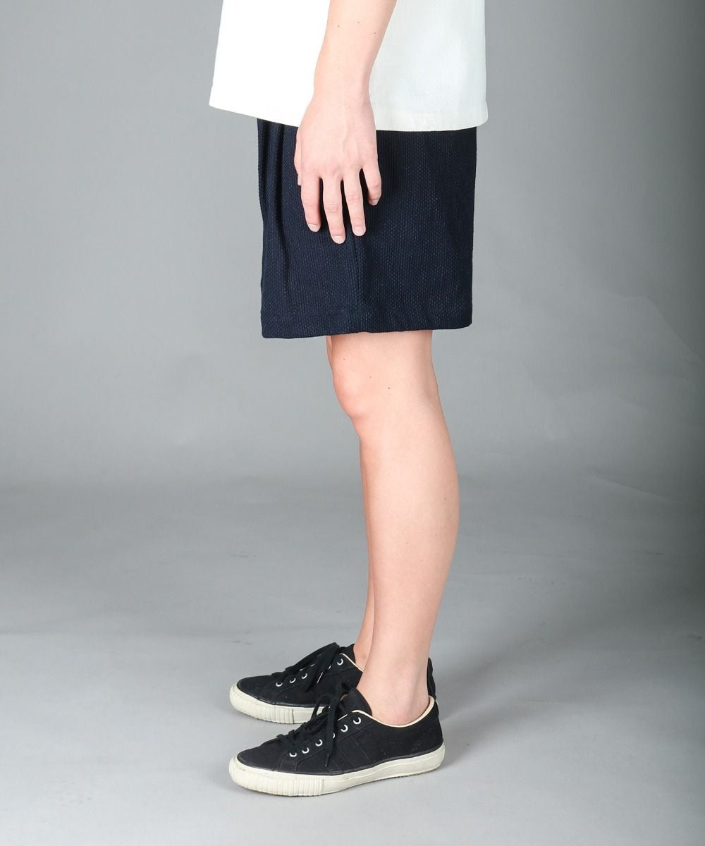 Japan Blue Jeans】Indigo Sashiko Jaquard Tuck Shorts 11oz – Blue