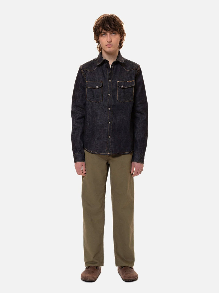 Nudie Jeans】Jonas Dry Ace Selvage Denim Shirt – Blue Beach Denim