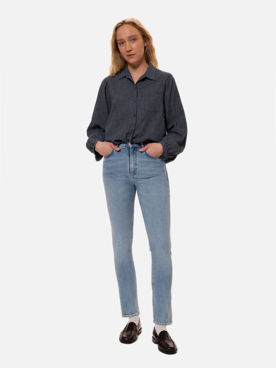 Nudie Jeans】Mellow Mae Bluebird – Blue Beach Denim