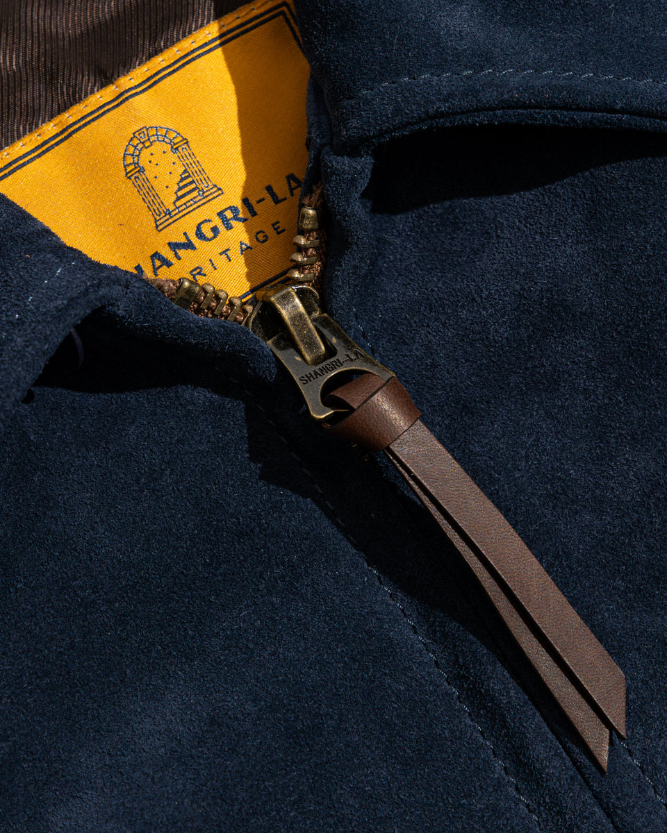Shangri-La Heritage】Varenne Indigo Suede Leather Jacket – Blue