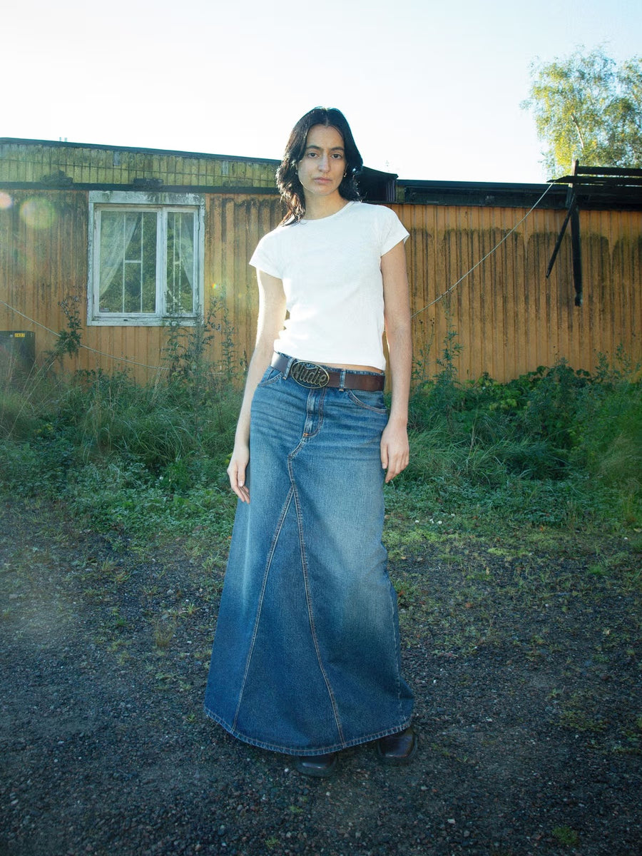 Nudie Jeans】Tanja Skirt Orange Painter Mid Blue – Blue Beach Denim