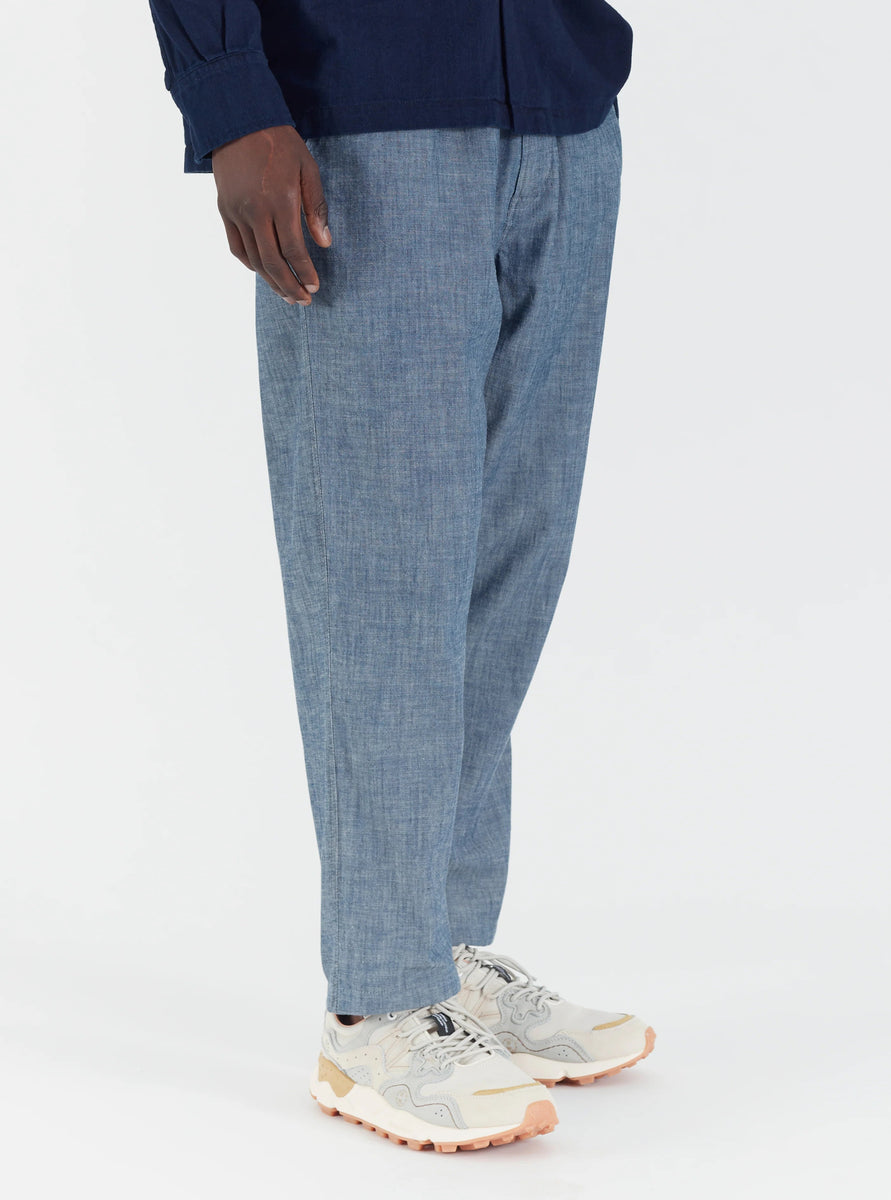 Drain water trousers(BLUE) Vaundy着用 Universal Works】Hi Water Trouser In Indigo Chambray – Blue Beach
