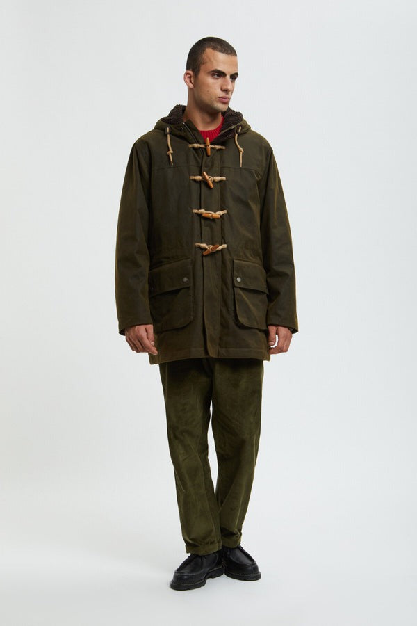 Baracuta】Waxed Duffle Coat Deep Moss – Blue Beach Denim