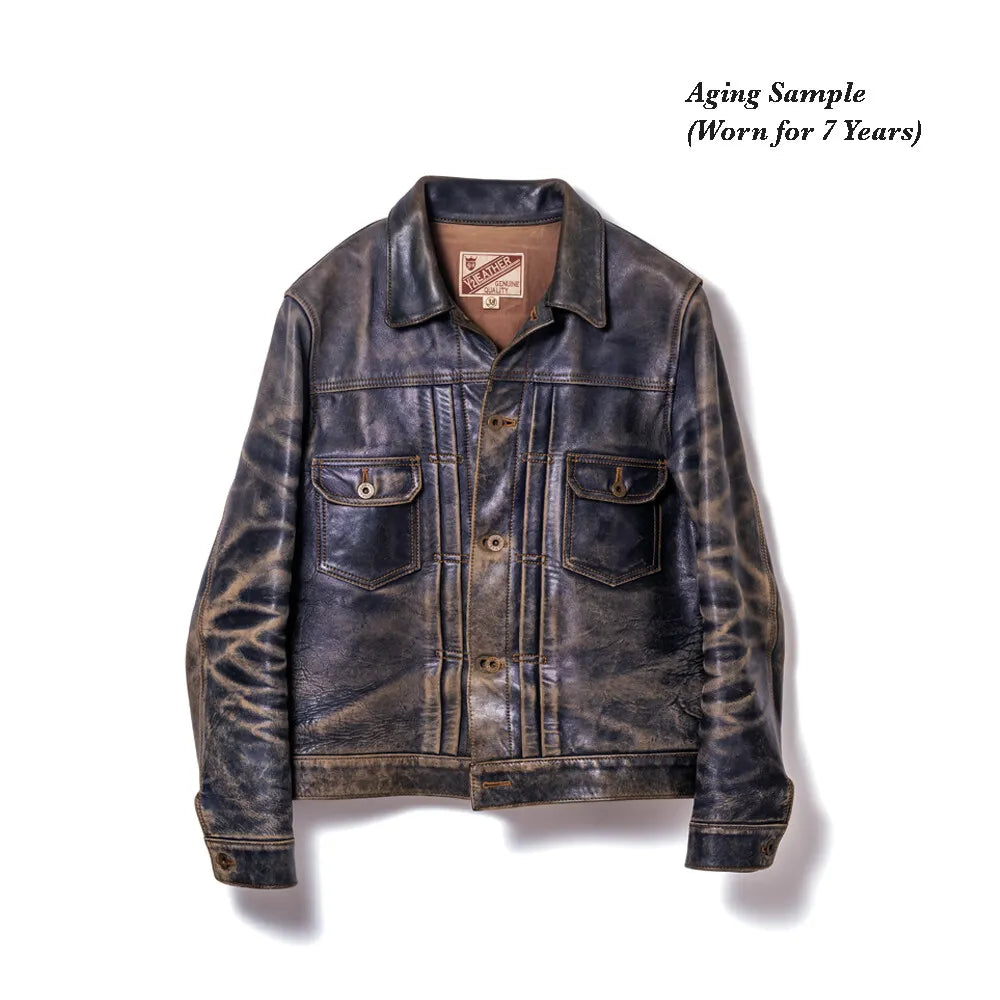 4/1 とさ LEATHER TYPE-2 942 Sanzzini, Vintage, Men Zip Up Real Lambskin Leather 3/4 Coat