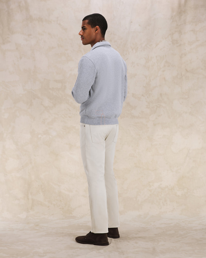Fortela】Yale Sweatshirt Cotton Colletto E Zip Grey Melange – Blue