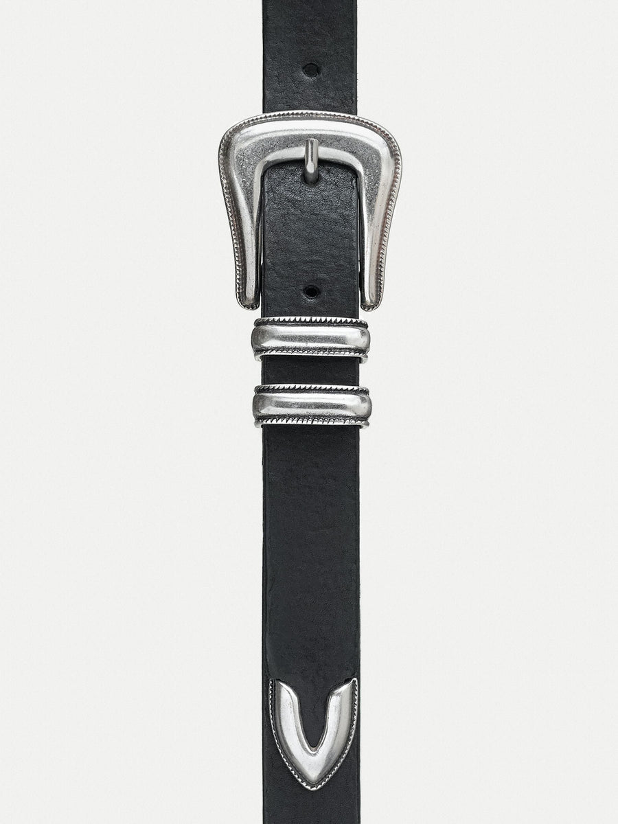 Nudie Jeans】Western Silver Belt Black – Blue Beach Denim