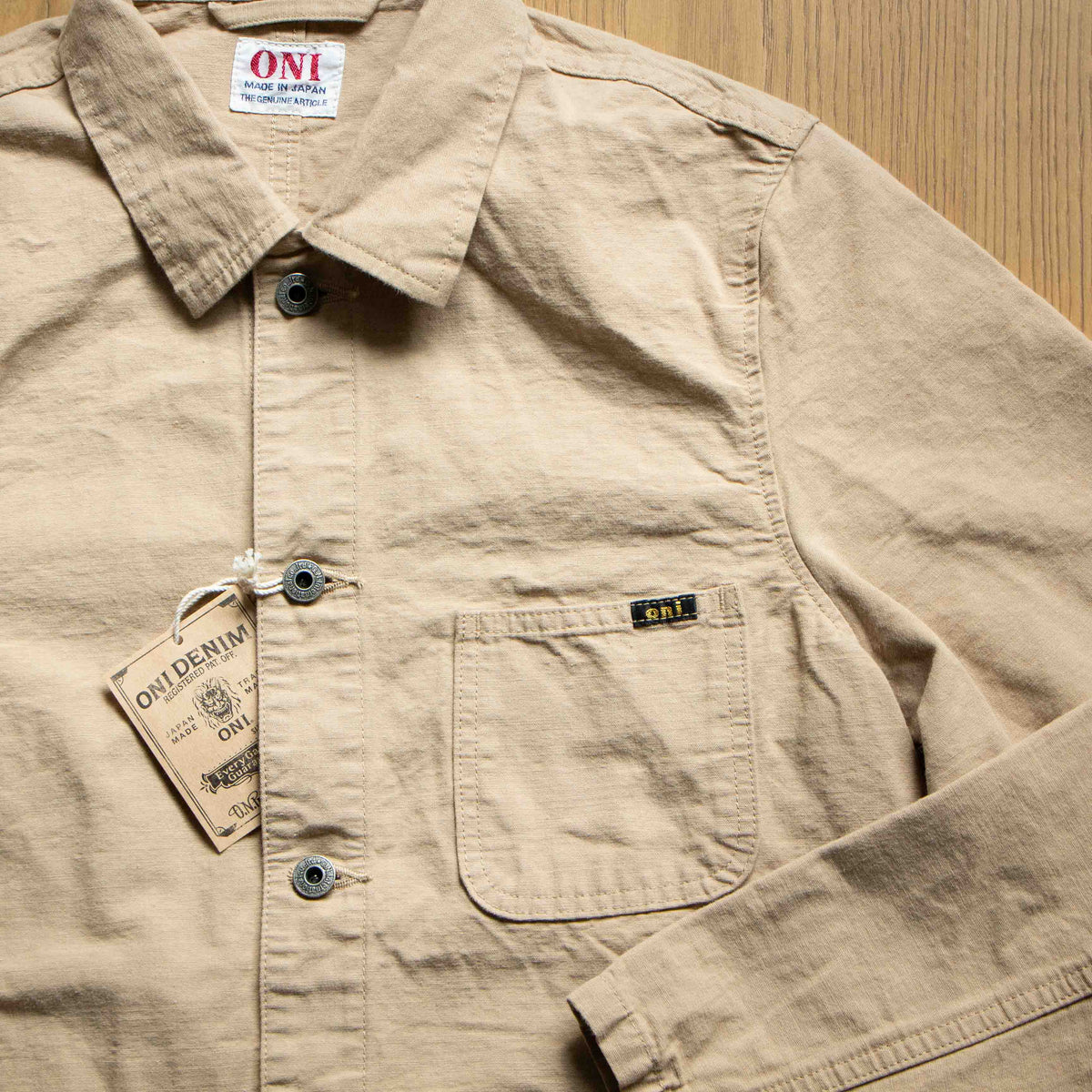 ONI DENIM】03500-8BE Beige x Beige Betacham 8oz Chambray Coverall