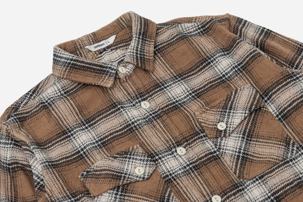 2024年 Theory SLEEK FLANNEL BOXY JKT ブラウン zodiak_C13659-KHK_M-