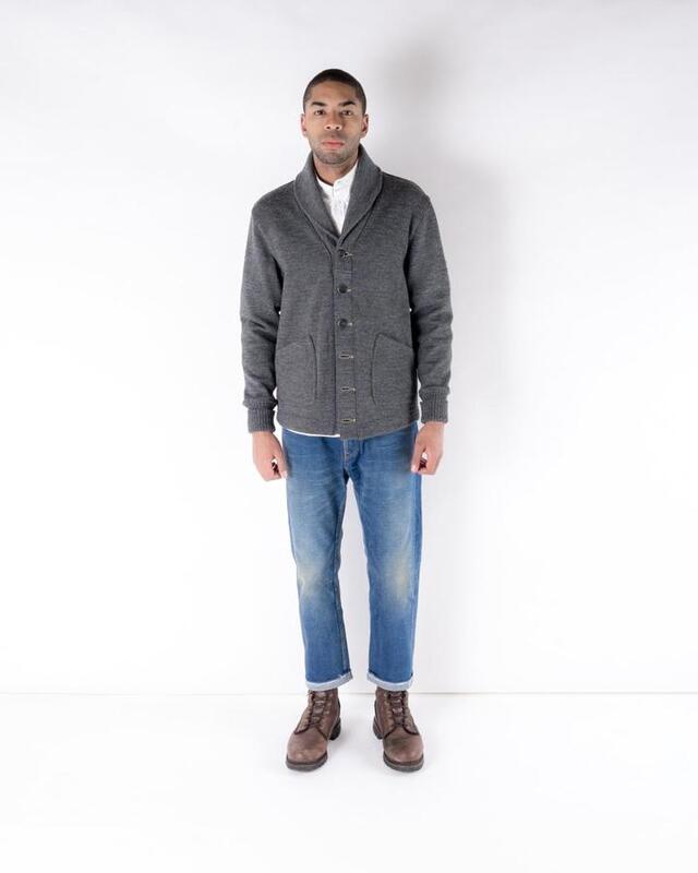 Dehen 1920】Heavy Worsted Wool Shawl Sweater Coat 2.0 Charcoal