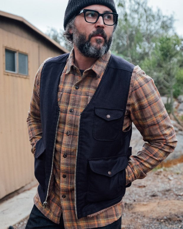 US.NAVY / ベスト/--/コットン/BRW/無地/DLA700-87-MC-202 Freenote】Teamster Bedford Vest Alpaca Linning Navy – Blue Beach Denim