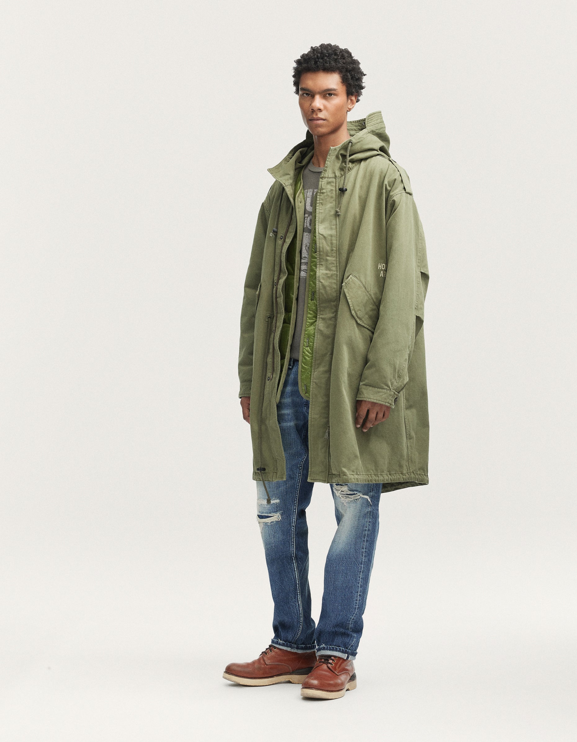 DENHAM】Archive Fishtail Parka Cotton Nylon – Blue Beach Denim