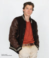 【Dehen 1920】Varsity Jacket Brown Melton / Antique Brandy Leather 