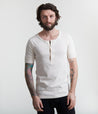 【Merz b. Schwanen】207 Loopwheeled Short Sleeve Henley Nature 圓織經典中磅數短袖亨利衫炭天然色