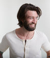 【Merz b. Schwanen】207 Loopwheeled Short Sleeve Henley Nature 圓織經典中磅數短袖亨利衫炭天然色