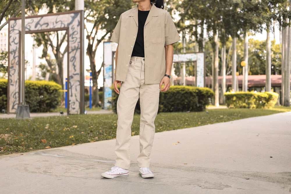 【ONI DENIM】216PQ Californians Pique Straight Jeans／60年代復古象牙白高腰修身直筒褲