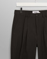 【WAX London】Raleigh Chevron Pleated Trousers Charcoal 羊毛人字紋打褶直筒褲