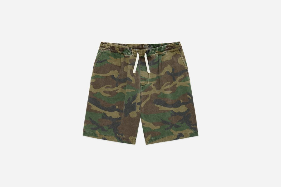 【3sixteen】Drawstring Shorts Camo Twill 復古石洗迷彩綁帶短褲