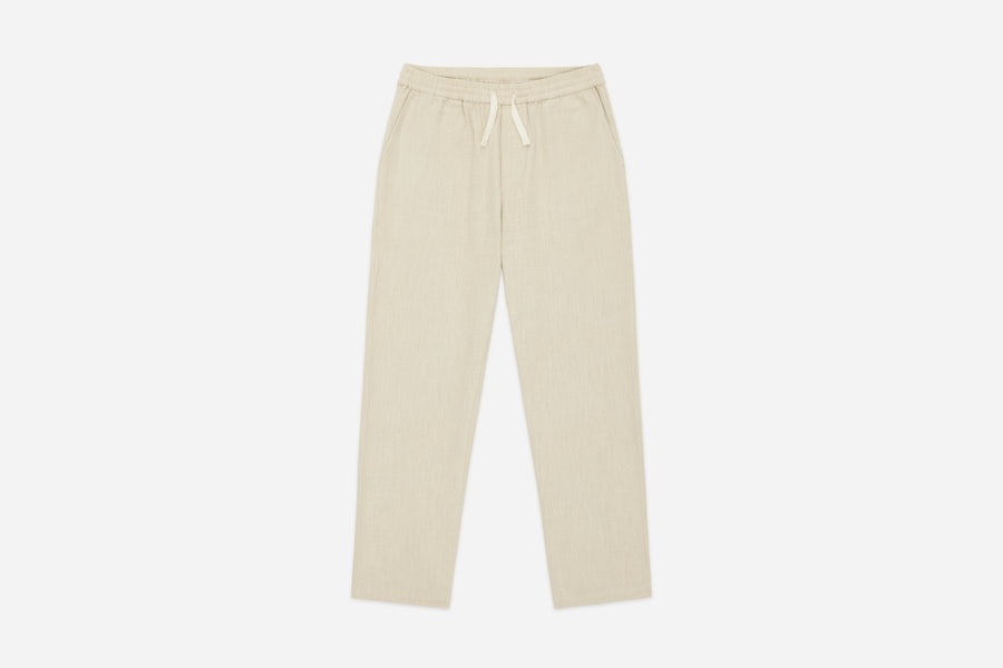 【3sixteen】Easy Pant Alabaster Cotton/Linen 雪花石膏色棉麻混紡休閒綁帶長褲