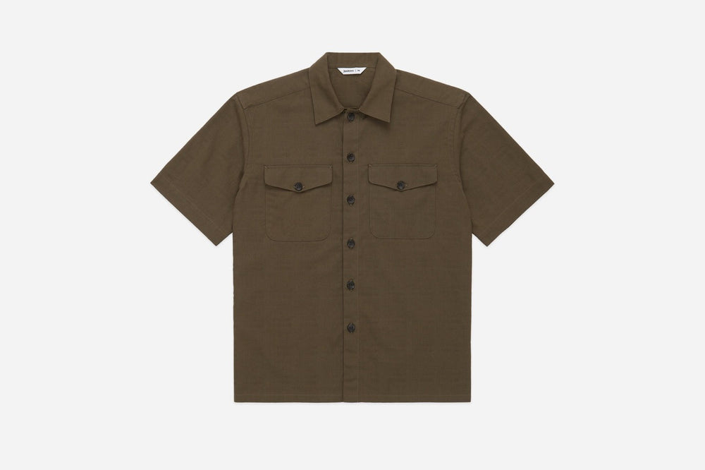 【3sixteen】Safari Shirt Drab Barkcloth 褐色樹皮布獵遊襯衫