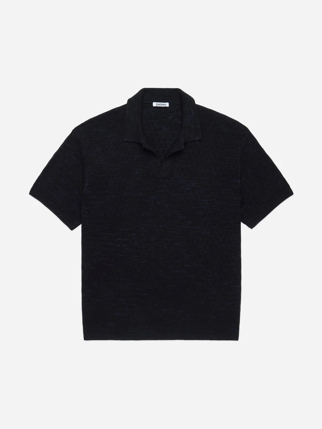 3sixteen】Knit Polo Vintage Black Boxweave – Blue Beach Denim