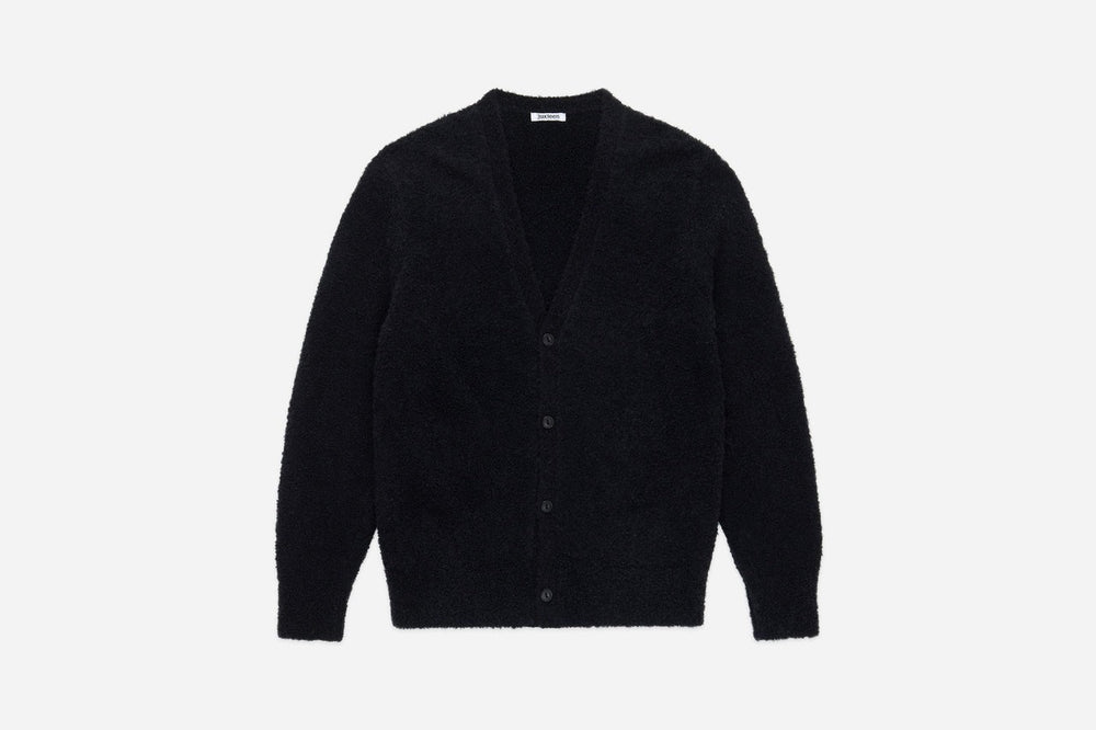 【3sixteen】V⁠-⁠Neck Cardigan Earth Boucle Alpaca Black 羊駝毛圈圈紗V領開襟衫