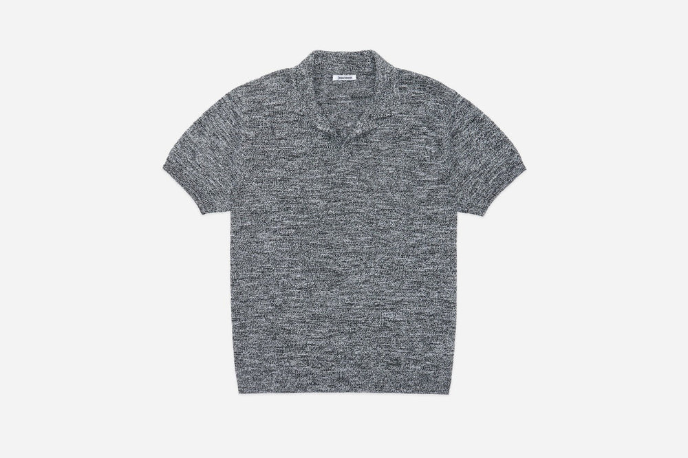 【3sixteen】Knit Polo Black Marled Yarn 灰黑色匹馬棉針織混紗短袖開領Polo衫