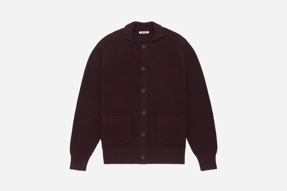 【3sixteen】Pima Cotton Collared Cardigan Burgundy / 頂級匹馬棉 立領開襟衫