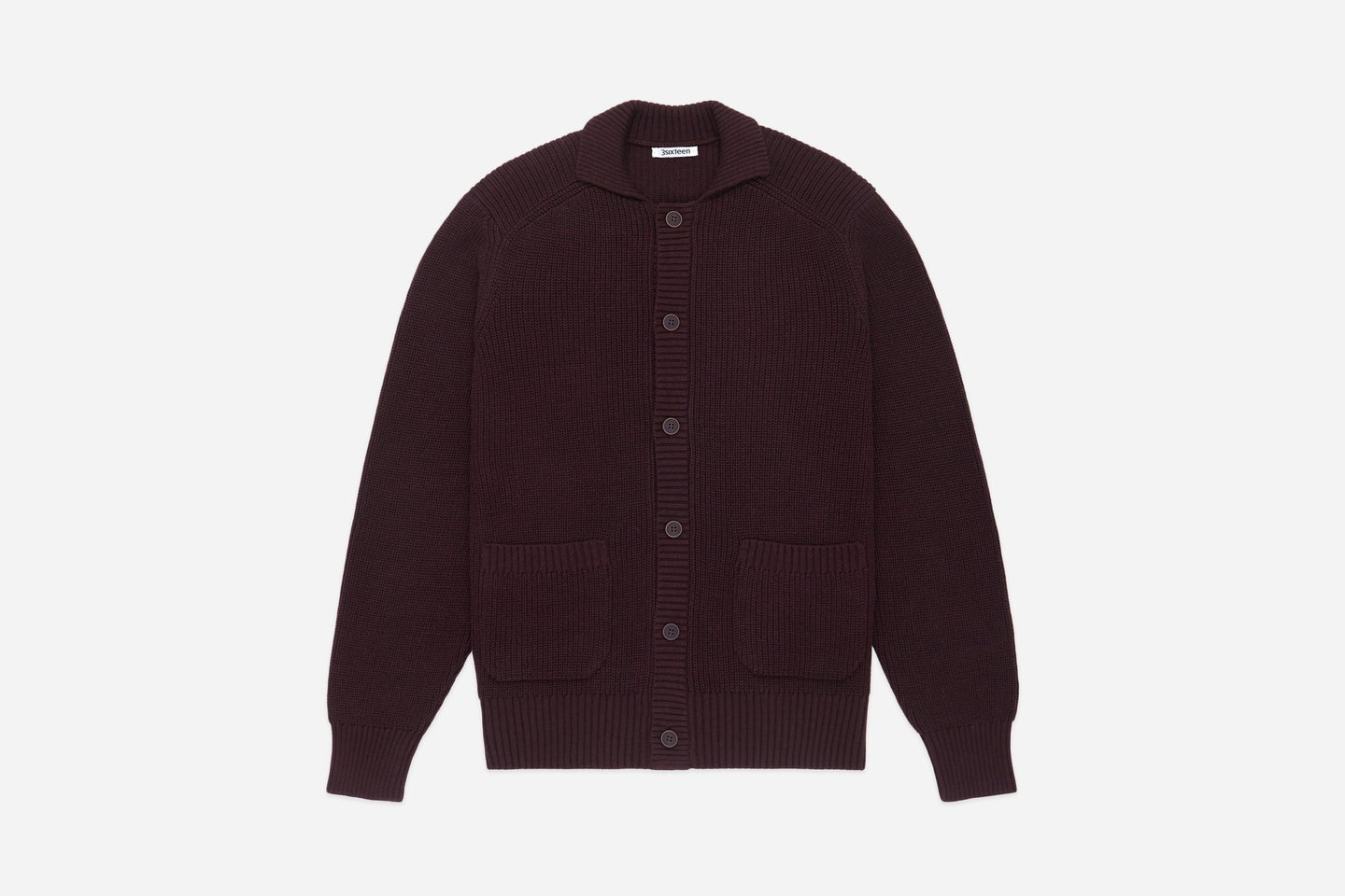 3sixteen】Pima Cotton Collared Cardigan Burgundy – Blue Beach Denim