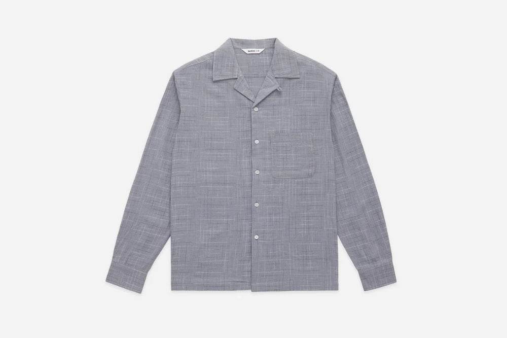 【3sixteen】Loop Collar Shirt Graphite Crosshatch / 手織布料 斷線十字紋 開領襯衫 石墨灰