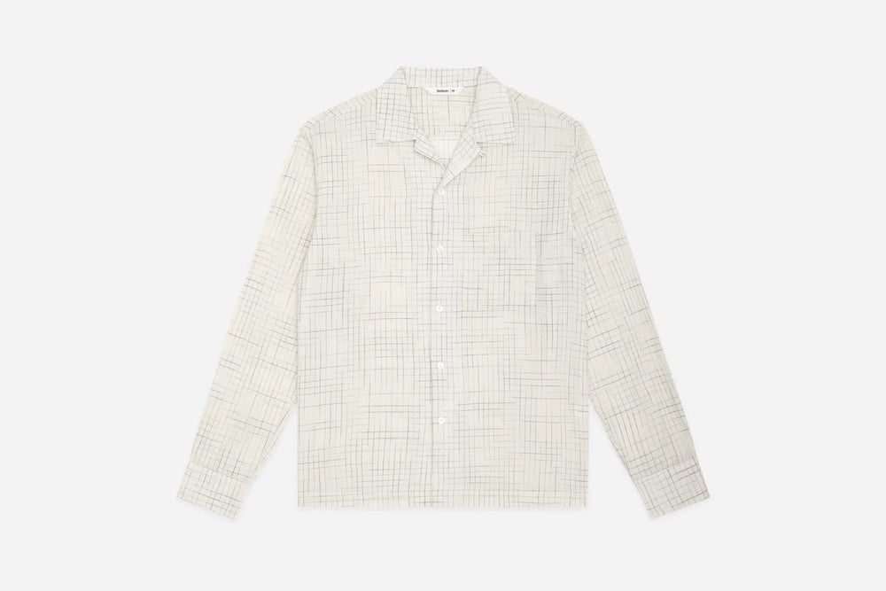 【3sixteen】Loop Collar Shirt Natural Crosshatch / 手織布料 斷線十字紋 開領襯衫