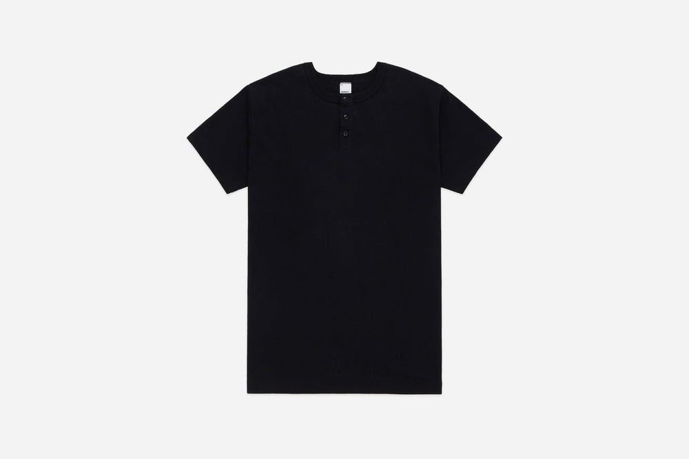 【3sixteen】Short Sleeve Henley Black 黑色重磅短袖亨利領