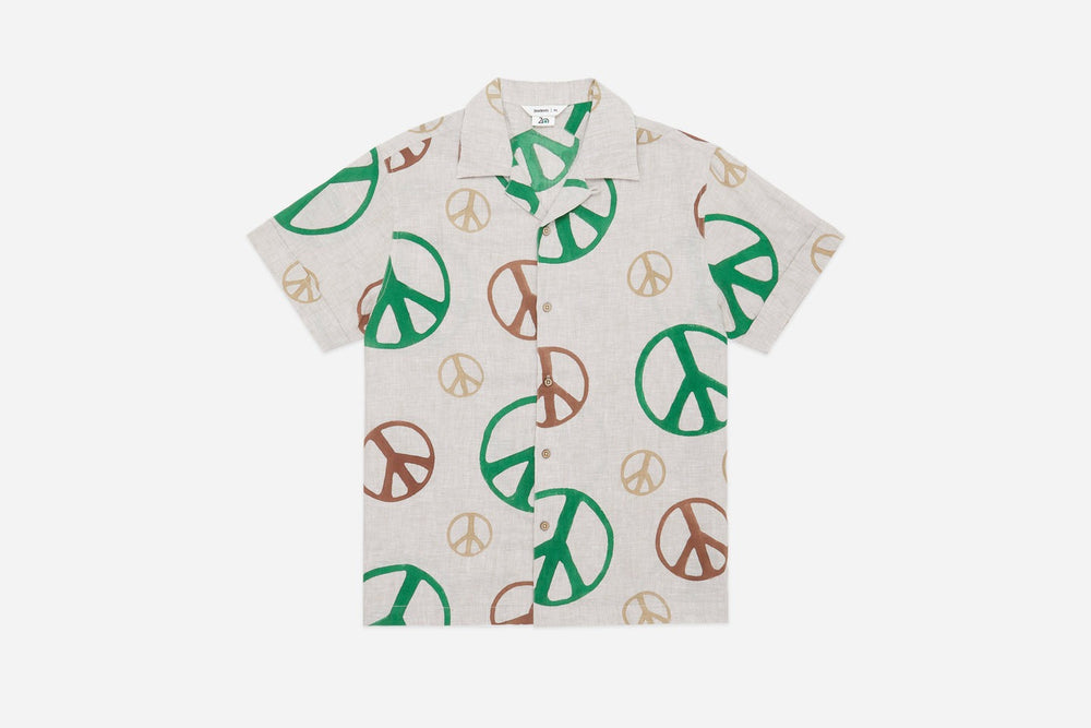 【3sixteen】Vacation Shirt 20th Anniversary Peace Sign / 亞麻襯衫 手印和平符號