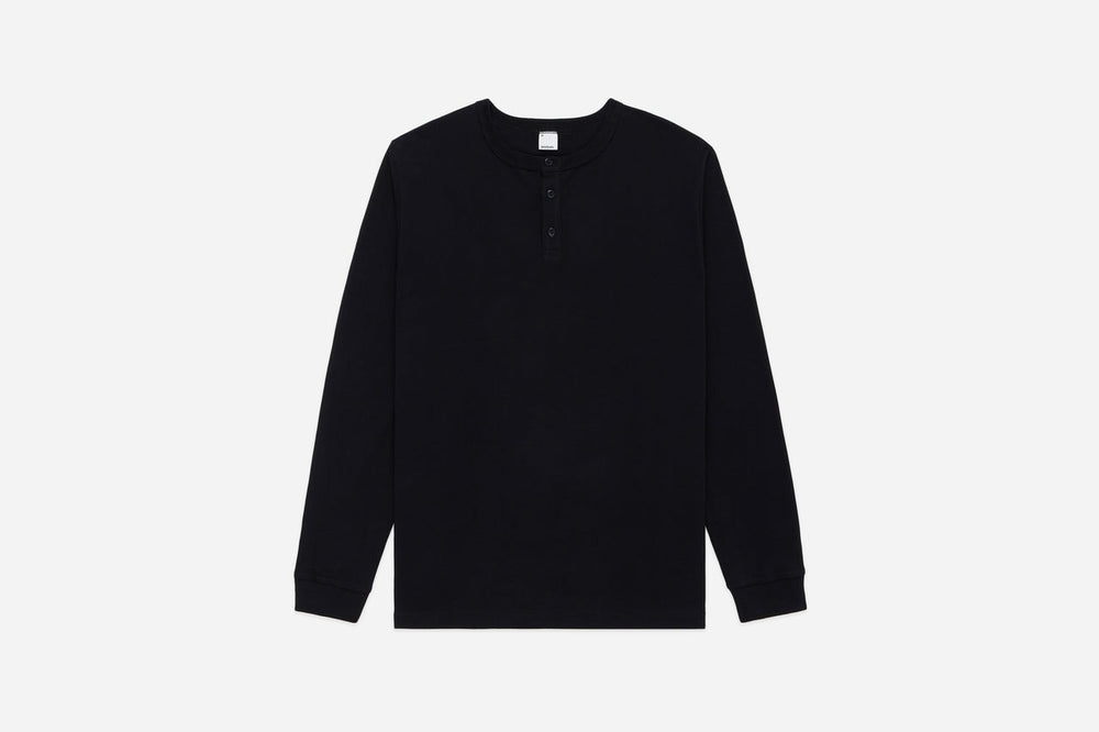 【3sixteen】Long Sleeve Henley Black 黑色重磅亨利領長袖