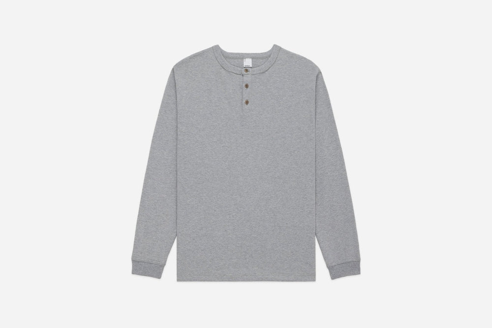 【3sixteen】Long Sleeve Henley Heather Grey 灰色重磅亨利領長袖