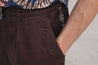 【Universal Works】Pleated Track Short In Chocolate Twill / 客製3x1斜紋棉布 緹花細節 寬鬆短褲