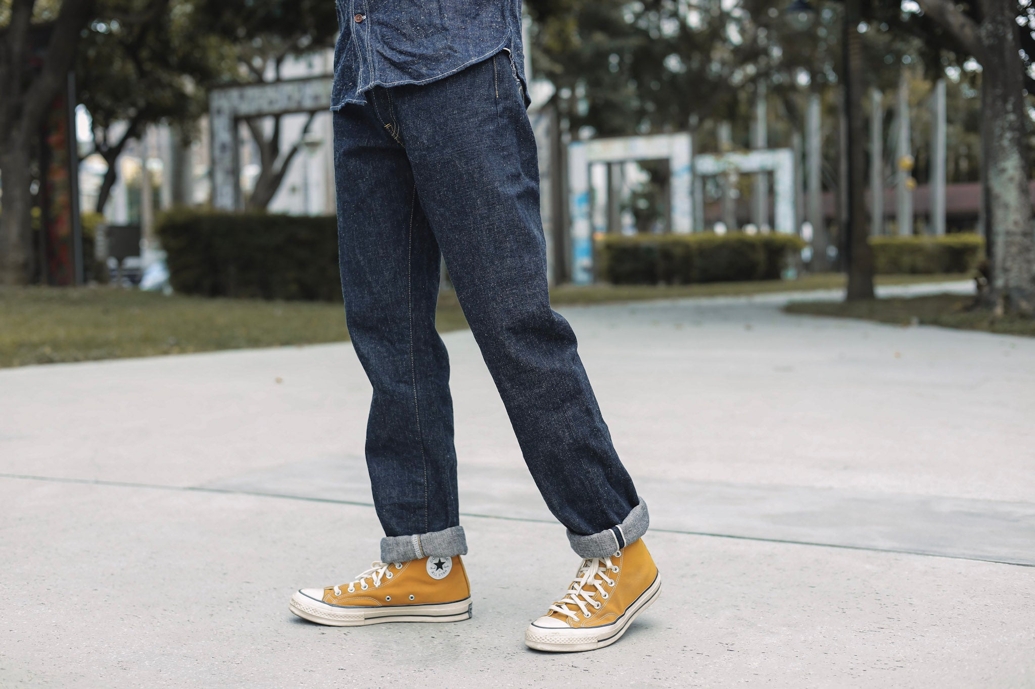 Oni Back Rope 【ONI DENIM】525-NI 16.5oz Natural Indigo Rope Dyeing Denim Classic Stra ...
