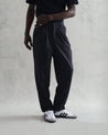 【WAX London】Raleigh Chevron Pleated Trousers Charcoal 羊毛人字紋打褶直筒褲